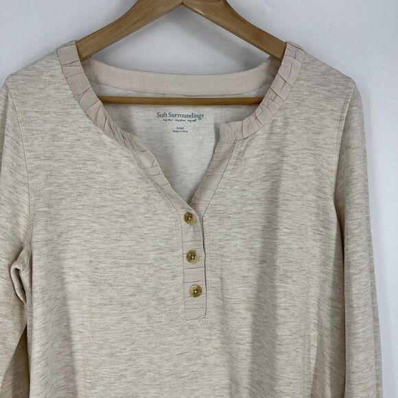 Soft Surroundings Top Size Small Womens Tan Rue Cler Pullover Oatmeal Shirt Knit - Picture 2 of 6